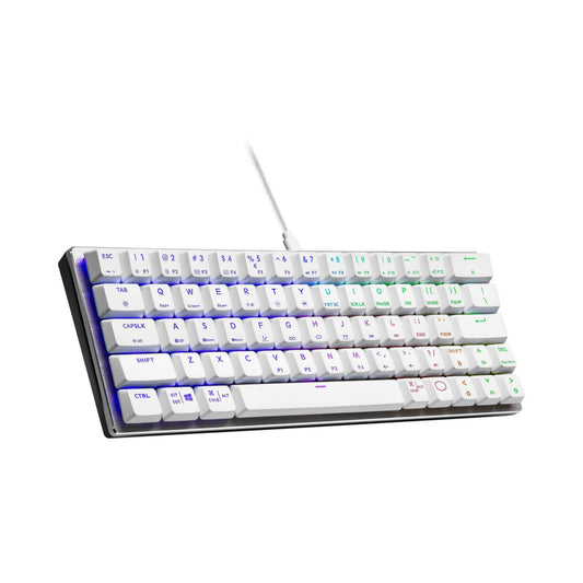 Cooler Master SK620 60% Silver/White Mechanical Low Profile Gaming Keyboard, Linear Red Switches, Customizable RGB, Ergonomic De