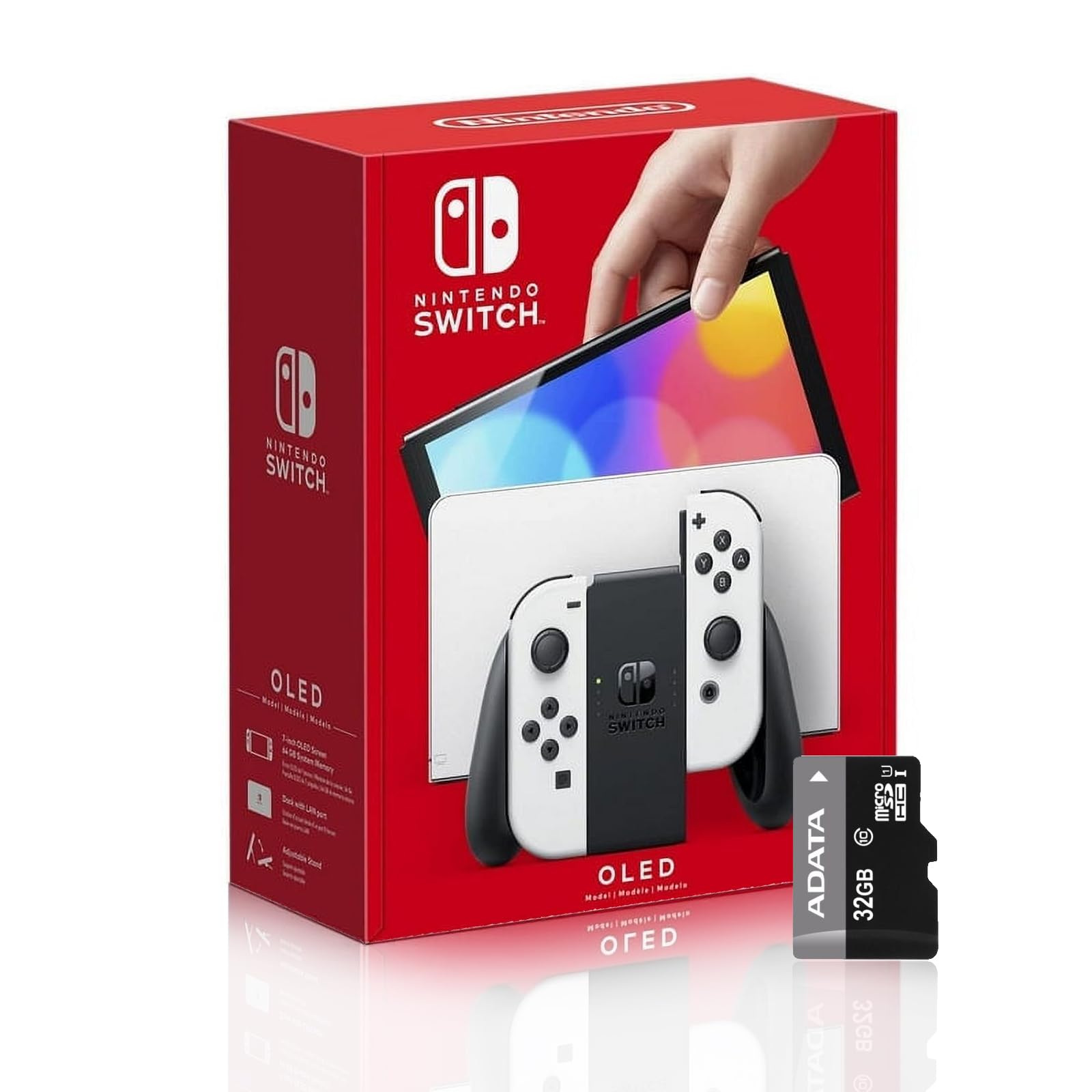 Nintendo Switch (OLED model) with White Joy-Con and Extra 32GB Micro SD Card - Global Version