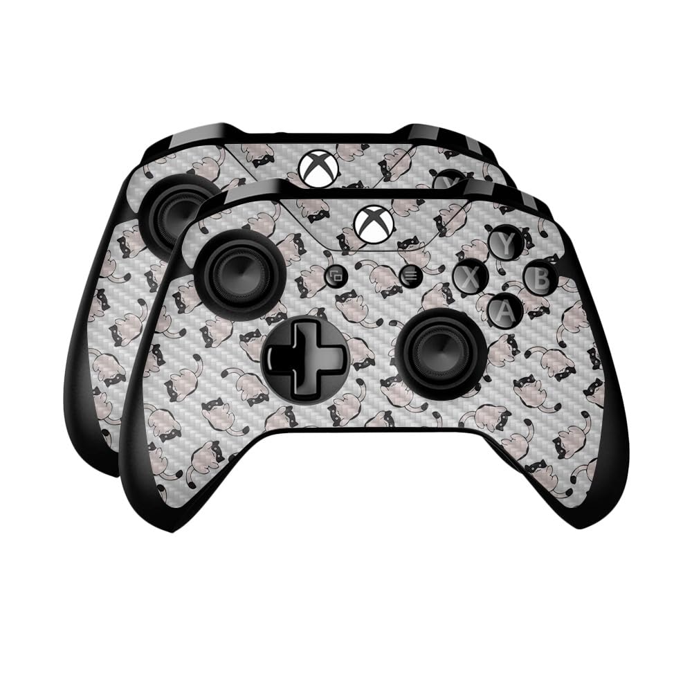 Carbon Fiber Skin Compatible with Microsoft Xbox One Controller (2 Pack) - Raining Cats - Premium 3M Vinyl Protective Wrap Decal Cover - Easy to Apply | Crafted in The USA by MightySkins