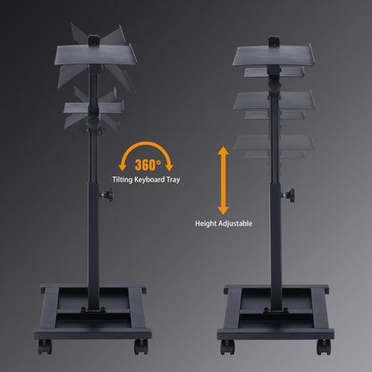 GTPLAYER Adjustable Racing Keyboard & Mouse Tray - Rolling with Wheels, Small, Black, Model S07