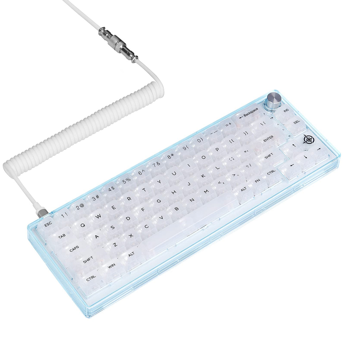 MAGIC-REFINER MK31 60% Wired Hot Swappable Mechanical Keyboard with Transparent Keycaps  Compact 66 Keys Chroma RGB Backlit Ergonomic Custom Gaming Keyboard Knob Control for PC/MAC