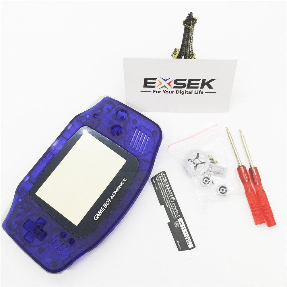 EXSEK GBA Housing Shell Pack - Transparent Blue Edition Compatible with Gameboy Advance - Model GBA shell blue