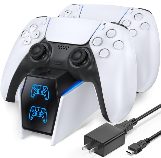 OIVO PS5 Controller Charger Station - Fast Charging DualSense Docking Station, White, Model IV-P5211