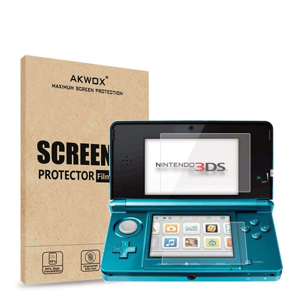 AKWOX (Pack of 4) HD Clear stone Top LCD Screen Protector + Buttom LCD Screen Protective Filter for Nintendo 3DS
