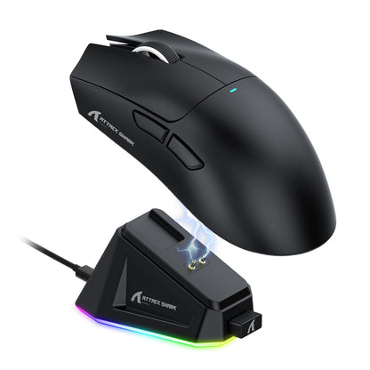 ATTACK SHARK X11 Ultra-Light Gaming Mouse - 22K DPI, 5 Programmable Buttons, Magnetic Charging Stand, Black