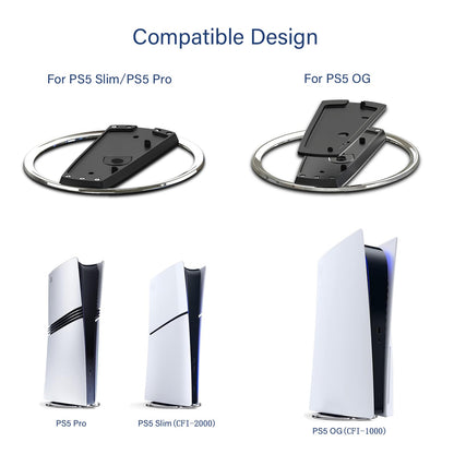 ANNSKIN PS5 Slim Vertical Stand - Non-Slip Base Mount for PS5/PS5 Slim Consoles - Silver/Black, Model W1