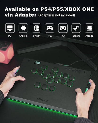 ONEED Haute42 Leverless Arcade Stick - M Ultra2 Black, RGB Lighting, Lock Button, Hot Swap for PC/PS3/PS4/Switch