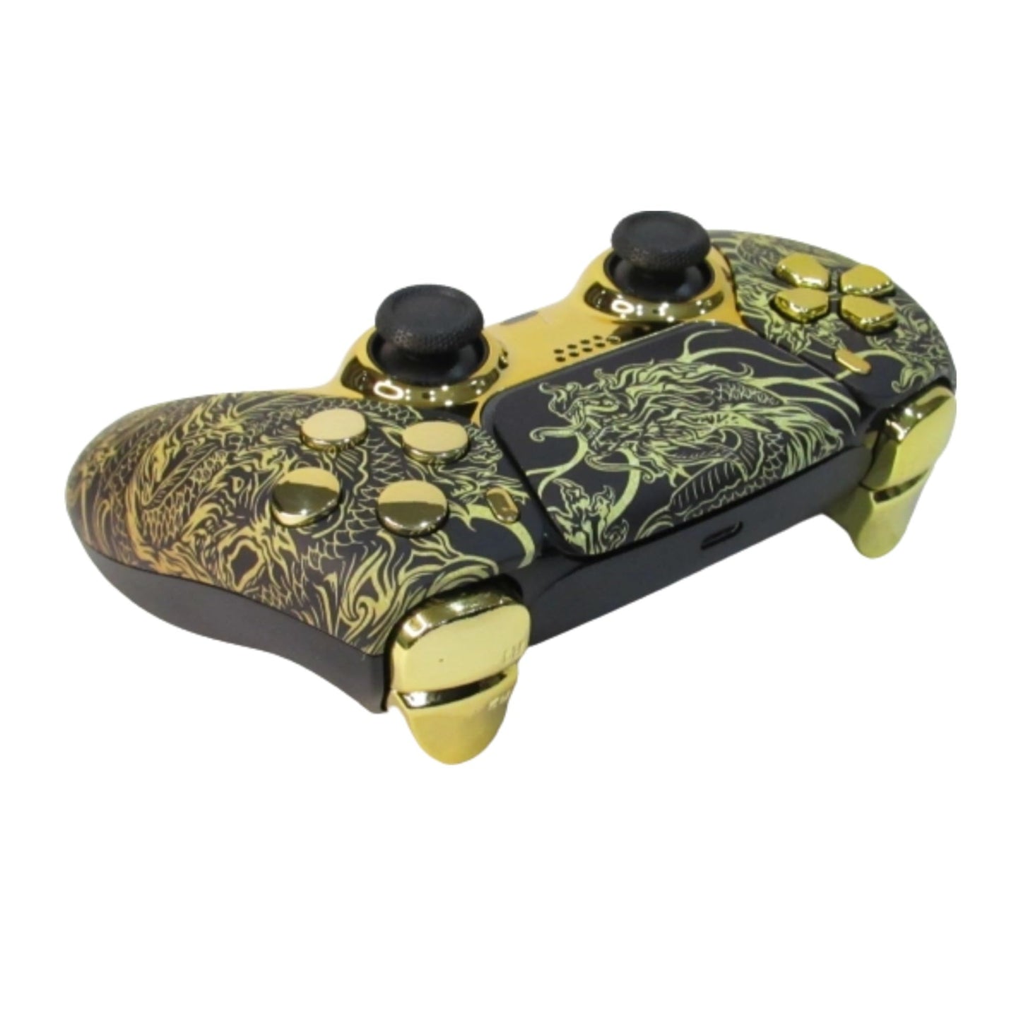 IFEEHE Faceplate Housing Gold Dragon Front Touch Pad Cover With Gold Trigger Buttons for PS5 Controller BDM-010