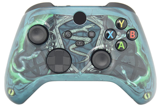 Hand Airbrushed Fade Custom Controller Compatible with Xbox Series X/S & Xbox One (Series X/S Green Snake)