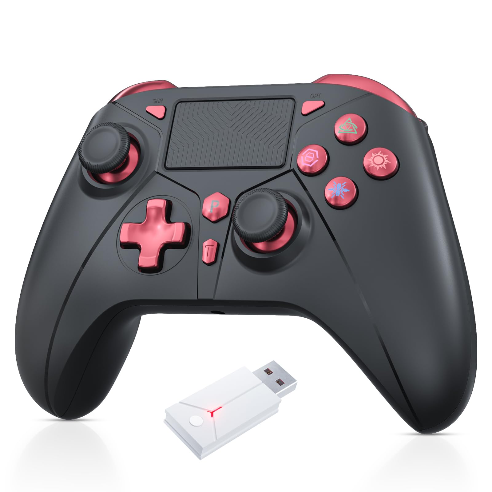 Gamrombo Wireless Controller for PS5/PS5 Pro/PS5 Slim with 2.4G Adapter, Compatible with PS4/Switch/Windows, Dual Vibration/Macr