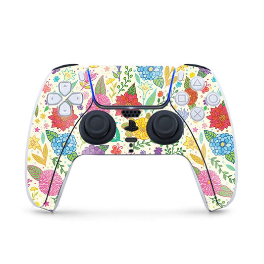 MightySkins Glossy Glitter Gaming Skin for PS5 / PlayStation 5 Controller - Flower Garden | Durable High-Gloss Glitter Finish | Easy to Apply and Change Style | Made in The USA