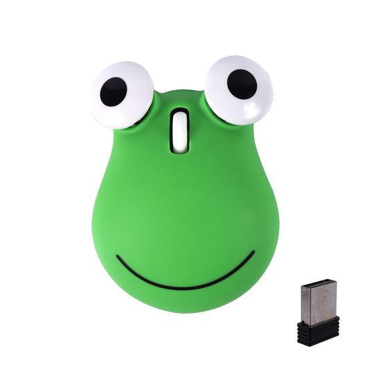 Justdfine Wireless Frog Mouse - 2.4G Bluetooth USB Optical, 1600DPI, Green, Portable Dual-Mode for Laptop, PC, Notebook