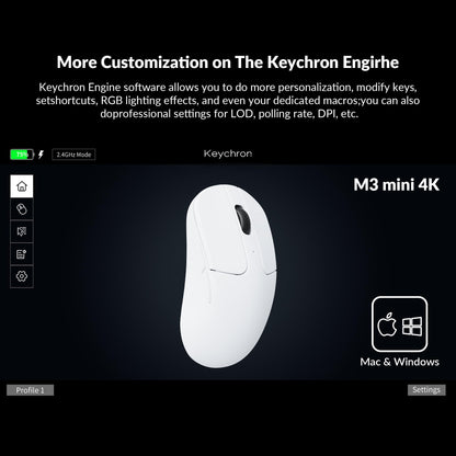 Keychron M3 Mini Wireless Mouse - 4K, Bluetooth 5.1, 26,000 DPI, Ultra-Lightweight, White, Model M3M-A5