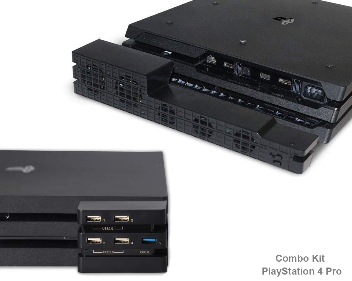 ElecGear PS4 Pro Cooling Fan with Automatic Temperature Sensor & 5-Port USB 3.0 Hub - Model TP4-894US