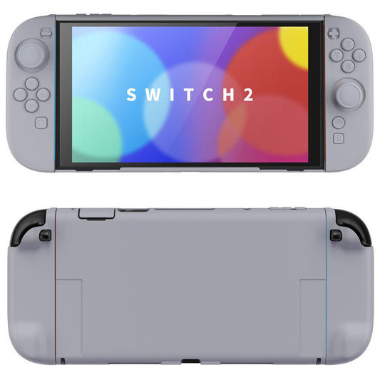 PlayVital Hard Case for Nintendo Switch 2 with Extra Stand & Thumb Grip Caps | Split Design  Dockable Protective Full-Body Shell Cover for Nintendo Switch 2 | Solid Color Series  New Hope Gray