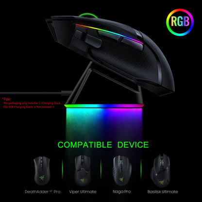 ODIER Mouse Charging Dock for Razer Viper Ultimate, Naga Pro, DeathAdder V2 Pro - RGB Lights, Magnetic Charging, Model GAME-YX-599