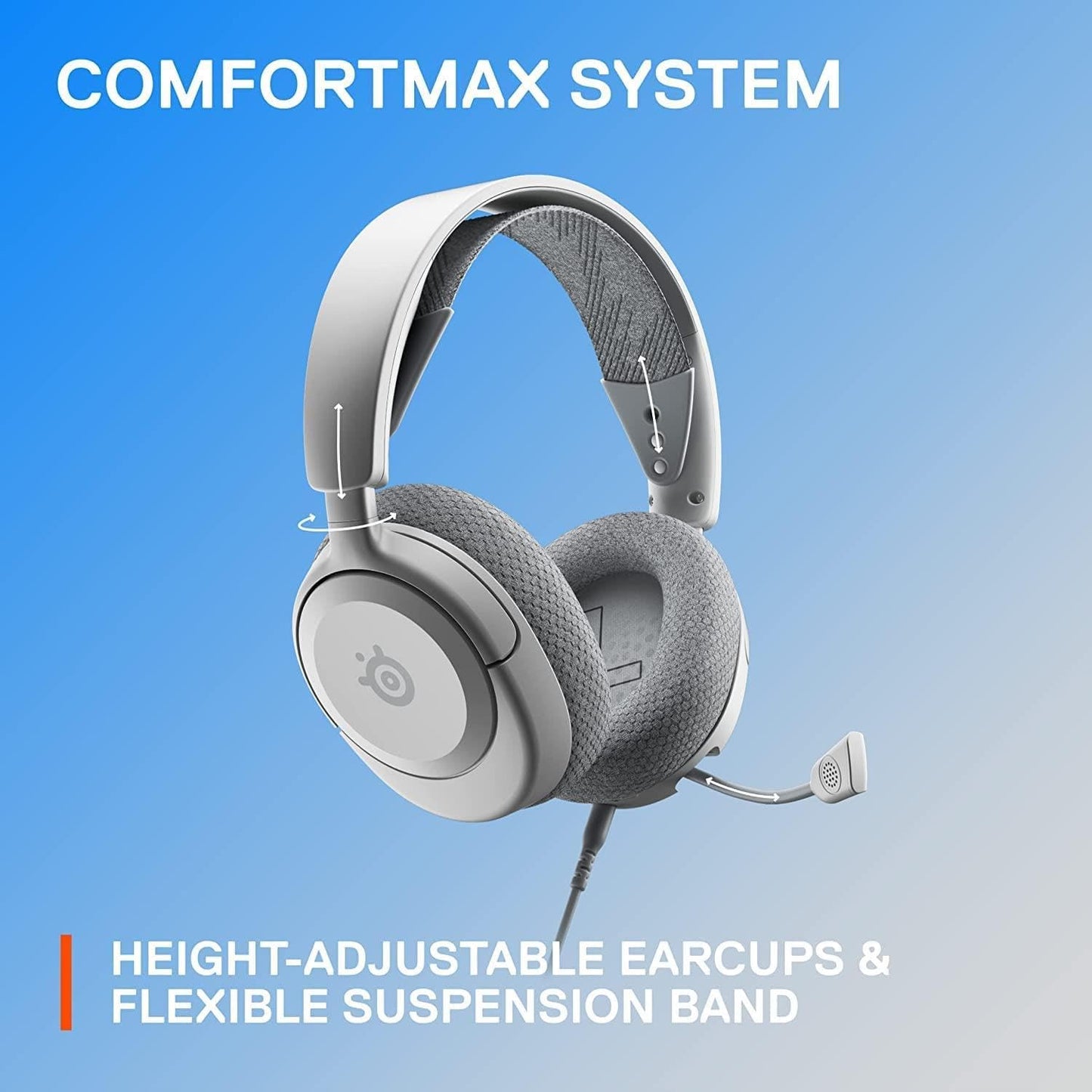 SteelSeries Arctis Nova 1P Gaming Headset - 360° Sound, Noise Cancelling Mic, White, PS5/PC/Xbox Compatible
