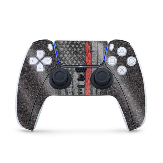 MightySkins Glossy Glitter Gaming Skin for PS5 / PlayStation 5 Controller - Thin Red Line | Durable High-Gloss Glitter Finish | Easy to Apply and Change Style | Made in The USA