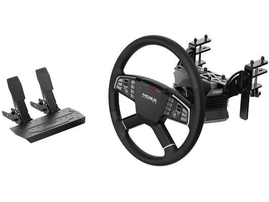 MOZA Trucking Bundle 4PCS PC Gaming Racing Simulator Kit: R5 5.5Nm Direct Drive Wheel Base  400mm TSW Truck Wheel  SR-P Lite Pedals and Wheel Clamp for PC  Black