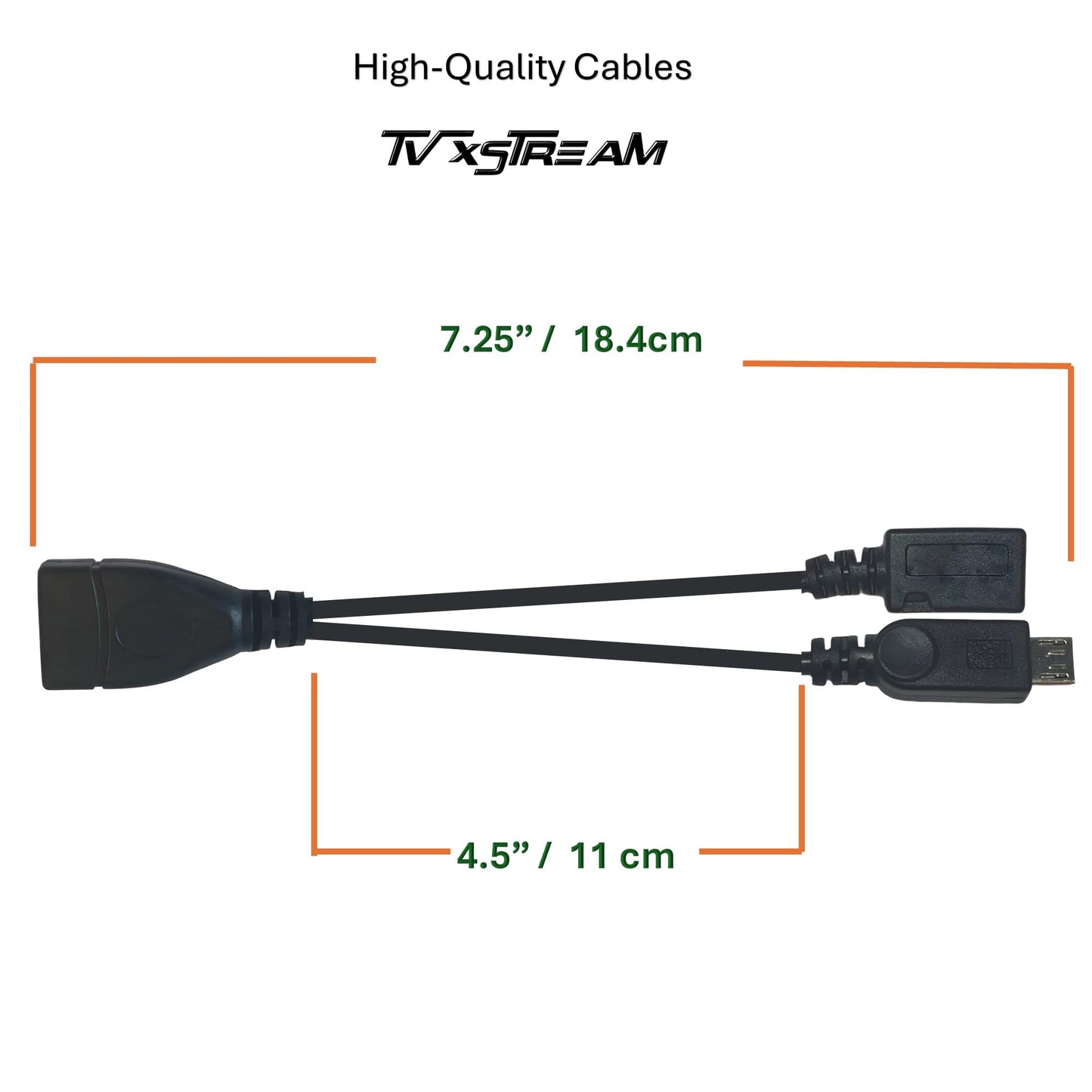 TV xStream OTG Power Cable for Firestick 4K - High-Speed USB Adapter, 6-Inch, Black, Model 4351658914