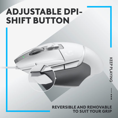 Logitech G502 X Wired Gaming Mouse - LIGHTFORCE Switches, HERO 25K Sensor - White - Renewed