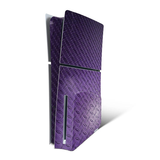 MightySkins Carbon Fiber Skin for PS5 PlayStation 5 Slim Disc Edition Console Only - Purple Diamond Plate Protective  Durable Textured Carbon Fiber Finish Easy to Apply Made in The USA
