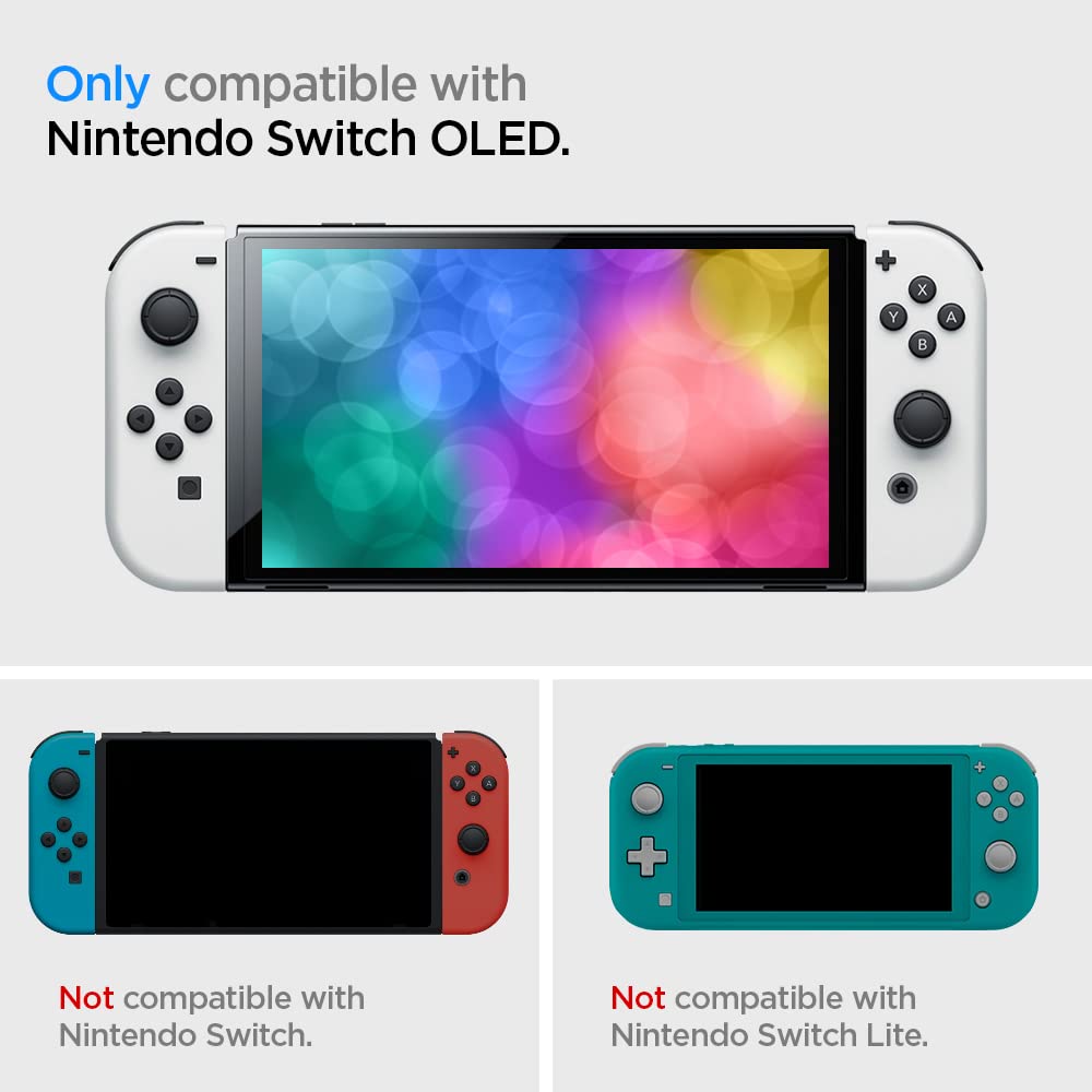 Spigen Rugged Armor Case for Nintendo Switch OLED - TPU Ergonomic Grip, Matte Black, Model ACS04020, Not Compatible with Dock