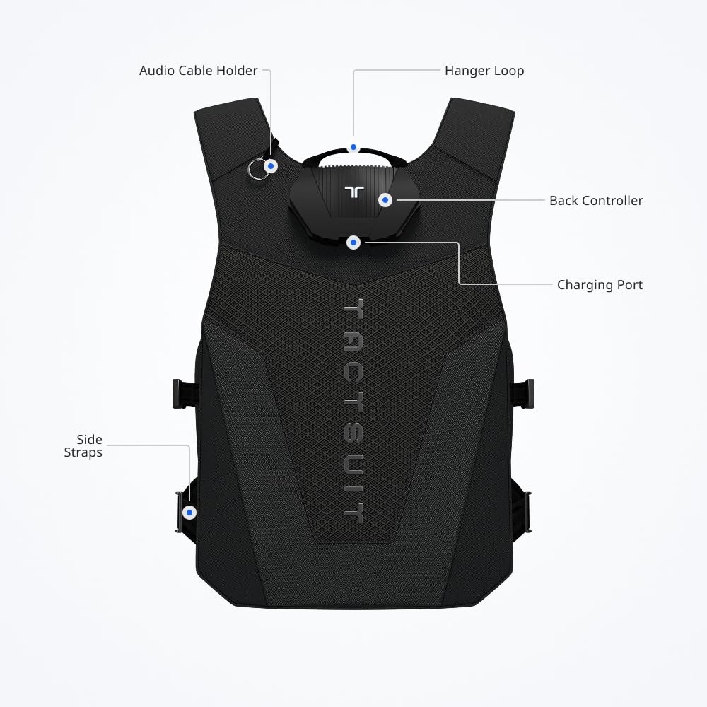 bHaptics TactSuit Air Onyx - Lightweight VR Haptic Vest with 16 Feedback Motors, Wireless Bluetooth, Model BHTV16M1D