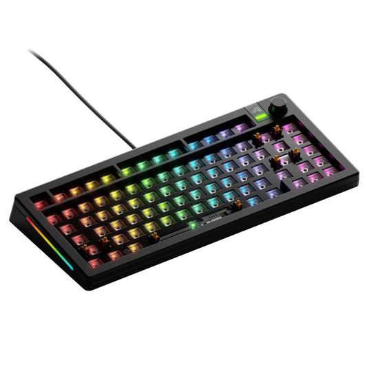 Glorious GMMK 3 Barebones Custom Gaming Keyboard Kit, 75% TKL, Black, Modular Gasket, Hotswappable MX, Aluminum Switch Plate