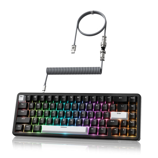 ATTACK shark design X65 HE Hall Effect Keyboard  8Khz Polling 0.01mm Adjustable control button 0.125ms Latency  Hot-Swappable RGB Backlit PBT Keycaps N-key Rollover Wired Magnetic Gaming Keyboard&Coiled Cable-Black