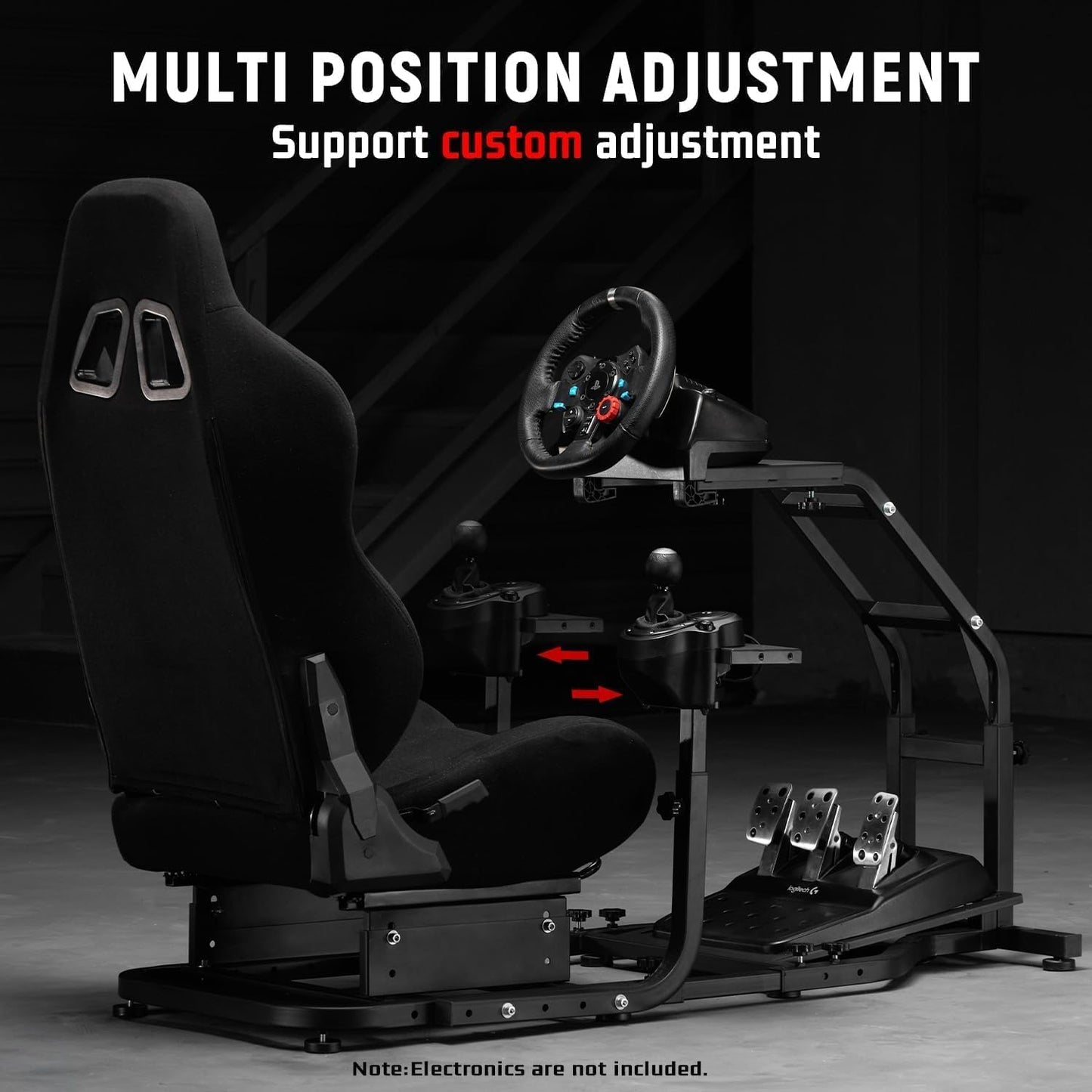 Dardoo G29 Racing Simulator Cockpit - Adjustable Race Seat, Fits Logitech G920/G923, Thrustmaster T150/T300RS, 48.5x24.7x41 in