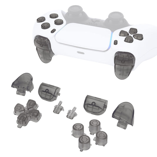 eXtremeRate Replacement D-pad R1 L1 R2 L2 Triggers Share Options Face Buttons  Clear Black Full Set Buttons Compatible with ps5 Controller BDM-010 & BDM-020
