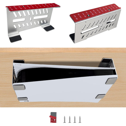 Chanvoo PS5 Under Desk Mount Holder, Aluminum, Silver, Compatible with PS5/PS5 Slim Digital Edition, Not for Disc Version