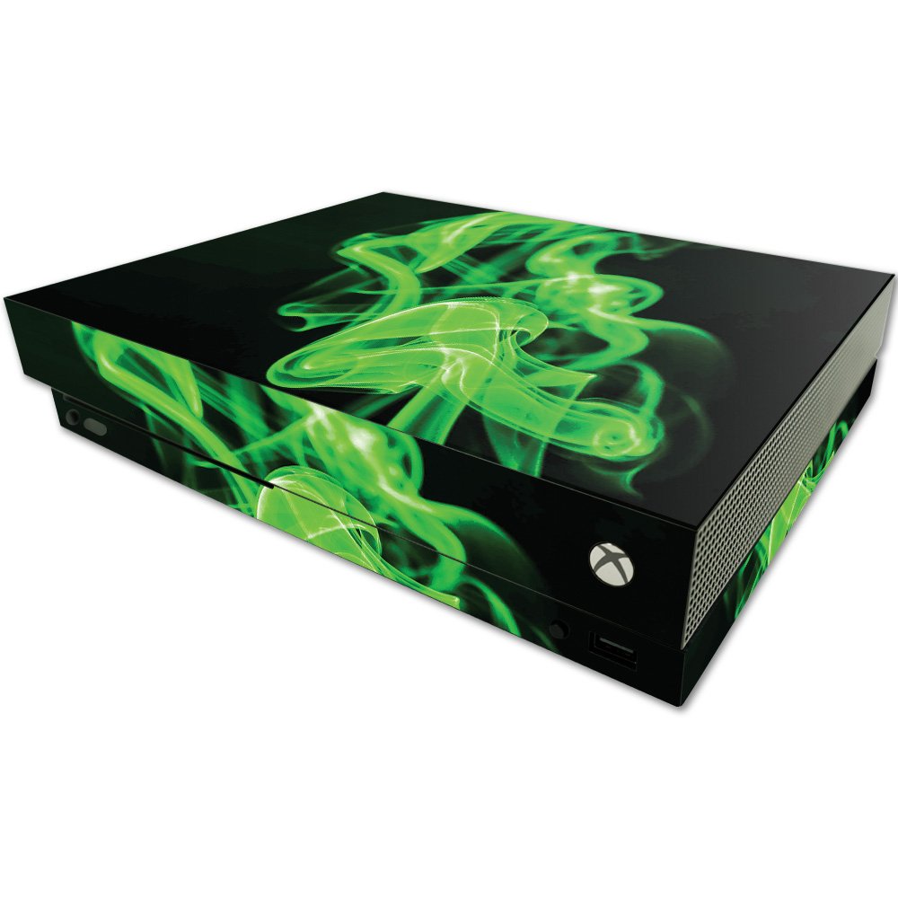MIGHTY SKINS MightySkins Skin for Microsoft One X Console - Green Flames Vinyl Decal Wrap, Durable & Easy to Apply