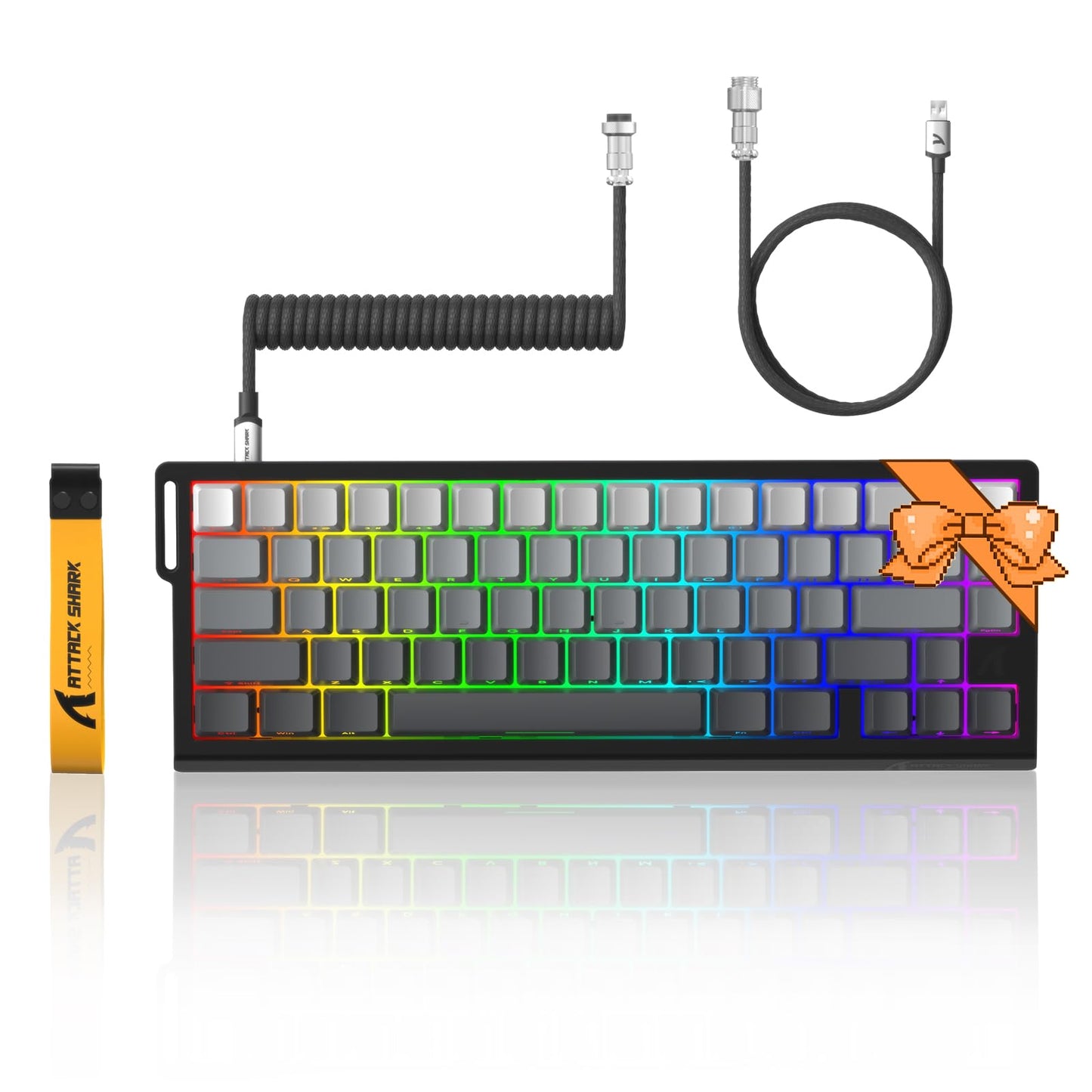ATTACK SHARK X68 HE 8KHZ Rapid Trigger Keyboard Magnetic Switch 0.01 mm RT Accuracy Wired RGB 60% Gaming Keyboard TKL with Adjustable Actuation Snap Tap Coiled Cable for PC/Mac(Moon Night)