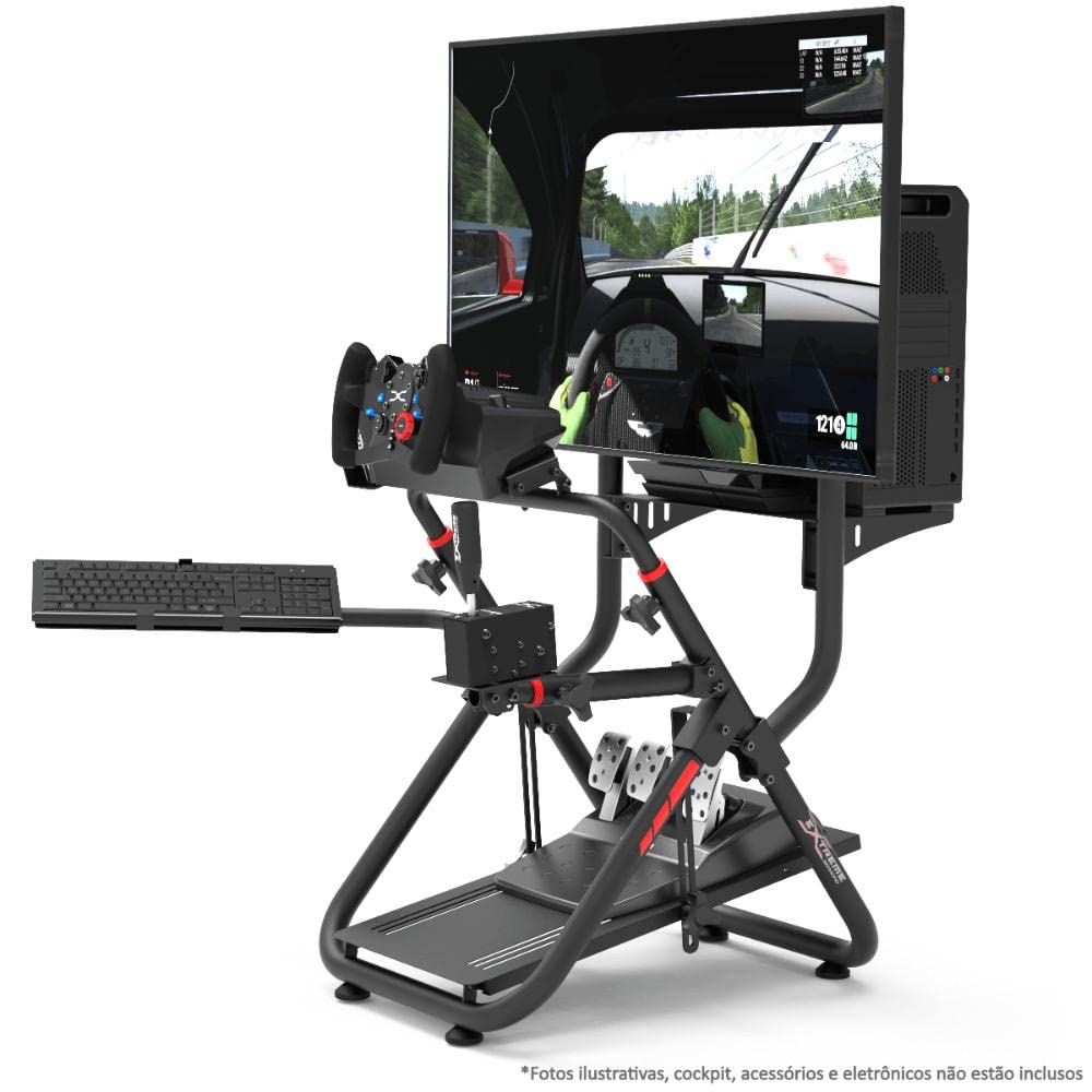 Extreme Simracing TV Stand Add-on for Wheel Stand SXT V2 - Black, Metal, Fits TVs up to 50" - Model 940