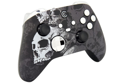 Custom Controllerzz Wireless Controller for PC, Xbox Series X/S & One - Black Skullz w/Silver Chrome Inserts