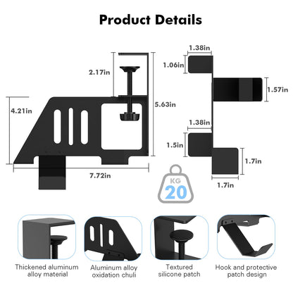 Semaiki Under Desk Mount for PS5/PS5 Slim/Pro - Black Horizontal Stand Compatible with Disc & Digital Editions