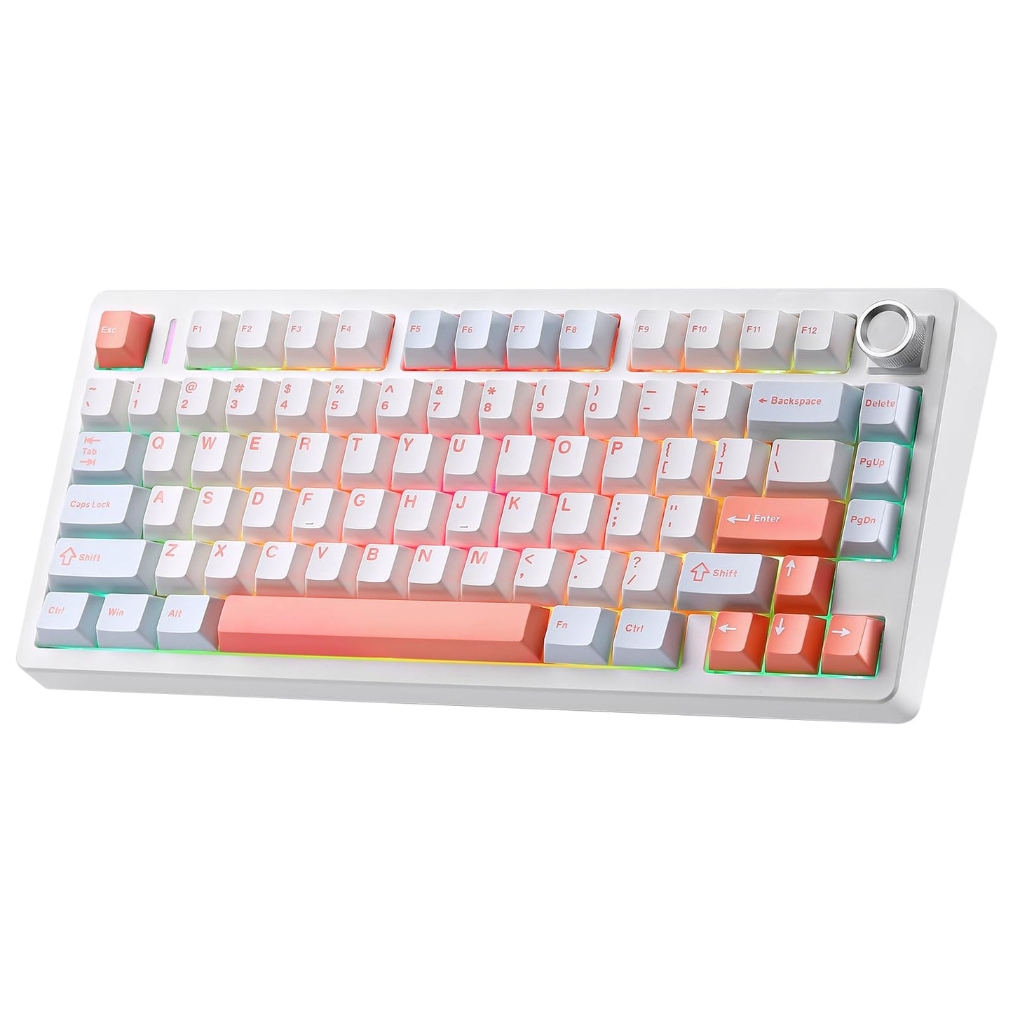 MIKIBY N75 V2 Mechanical Keyboard  Tri-Mode Wireless Gaming Keyboard with Knob  Gasket Hot Swappable Custom Keyboard with Linear Switches  Creamy Thocky Sound  RGB Backlit for PC Mac Laptop(Orange)