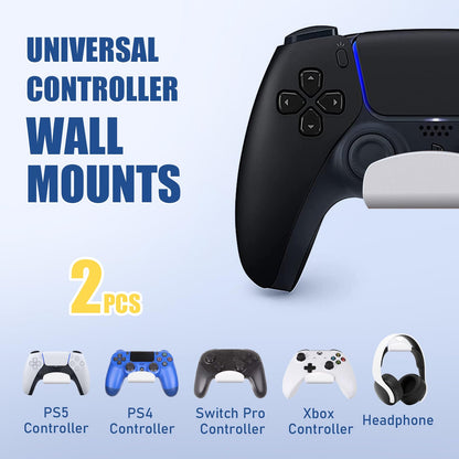 Nargos Video Game Holder Wall Mount for PS5, PS4, Xbox One/X Series, Includes 2 Controller Holders, Durable ABS Material