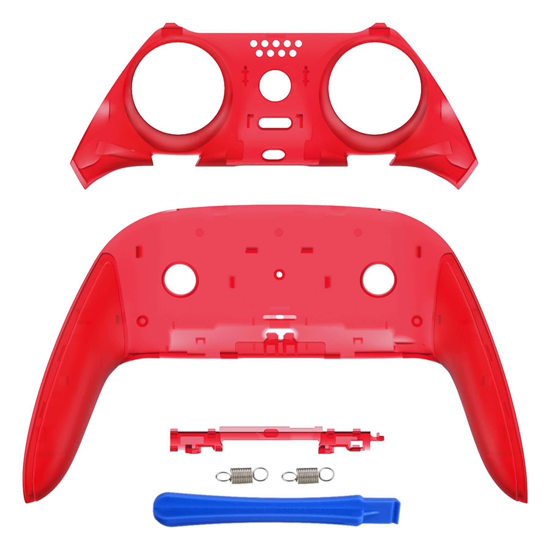 eXtremeRate Top Bottom Decorative Trim Shell Compatible with p s 5 Edge Controller DIY Replacement Front Back Clip Shell  Custom Clear Red Plates Cover Compatible with p s 5 Edge Controller