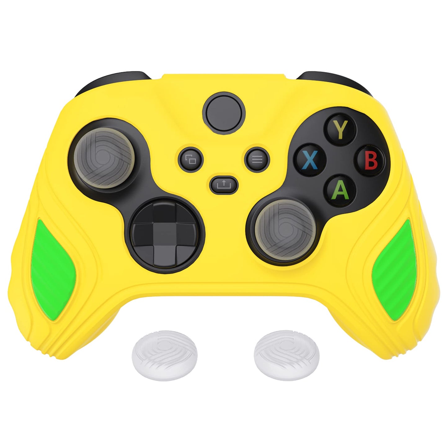 PlayVital Scorpion Edition Anti-Slip Silicone Case Cover for Xbox Series X/S Controller  Soft Rubber Case for Xbox Core Wireless Controller with Thumb Grip Caps - Legend Yellow & Green