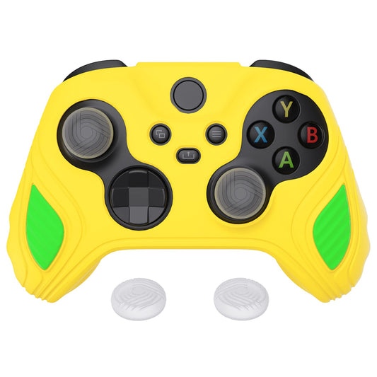 PlayVital Scorpion Edition Anti-Slip Silicone Case Cover for Xbox Series X/S Controller  Soft Rubber Case for Xbox Core Wireless Controller with Thumb Grip Caps - Legend Yellow & Green