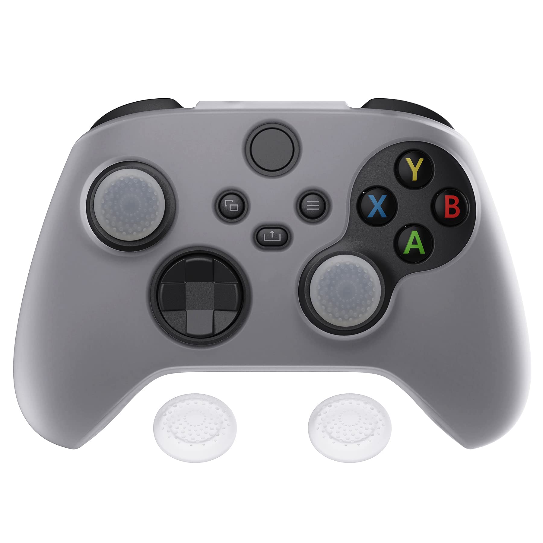 PlayVital Transparent Clear White Pure Series Anti-Slip Silicone Cover Skin for Xbox Series X/S Controller  Soft Rubber Case Protector for Xbox Core Wireless Controller with Thumb Grip Caps