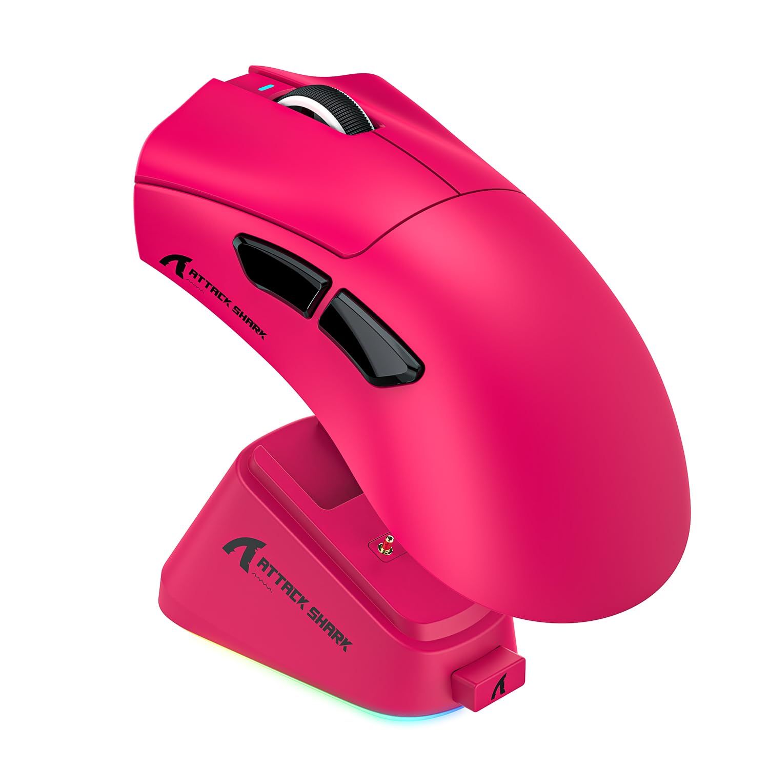 ATTACK SHARK V3 Pro Wireless Esports Gaming Mouse with Magnetic Charging Dock:62g Lightweight-1K Polling-25K DPI-PAW3311 Sensor Wired/BT/2.4Ghz Programmable BK52820 IC for PC Mac Win Gamer(Berry Red)