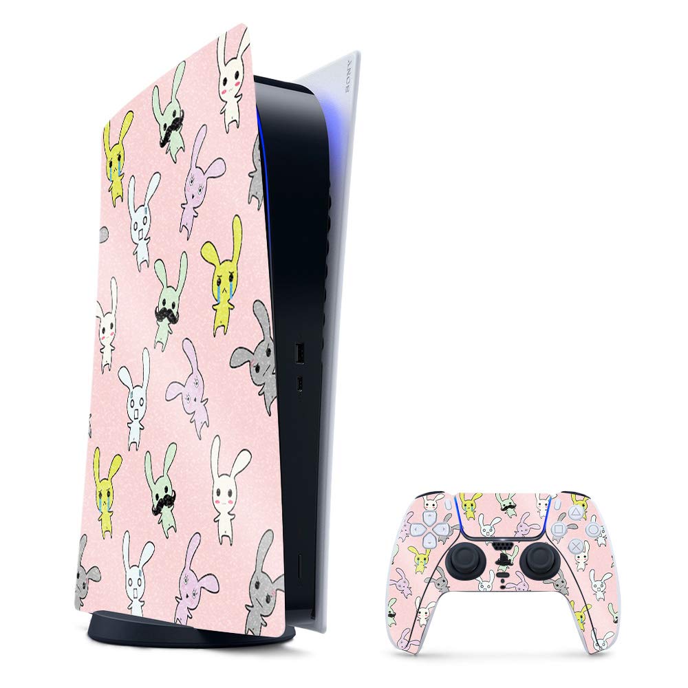 MightySkins Glossy Glitter Skin Compatible with PS5 / PlayStation 5 Digital Edition Bundle - Bunny Bunches | Protective High-Gloss Glitter Finish | Easy to Apply & Change Style | Made in The USA