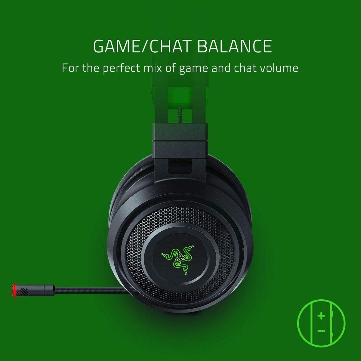 Razer Nari Ultimate Wireless Gaming Headset - 7.1 Surround Sound, HyperSense Haptic Feedback, Black/Green, Model RZ04-02910100-R3U1