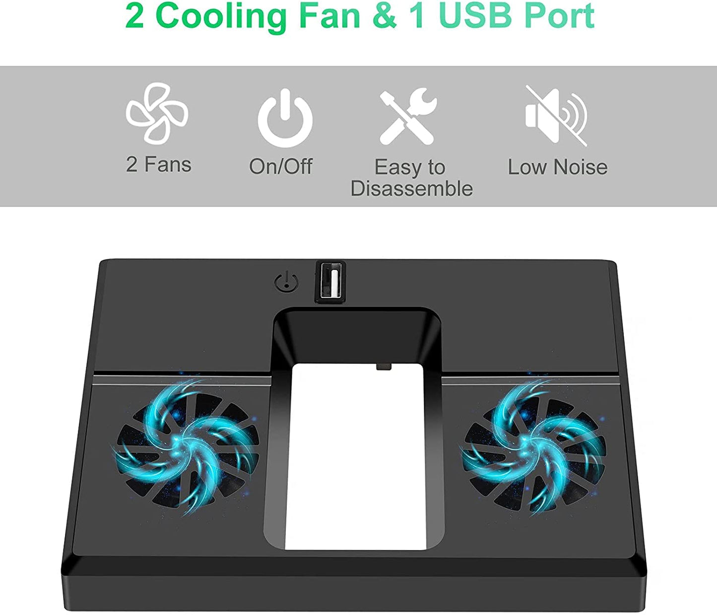 Linkstyle Vertical Cooling Fan for Xbox Series X - USB Powered Stand with Dual Fans, Black