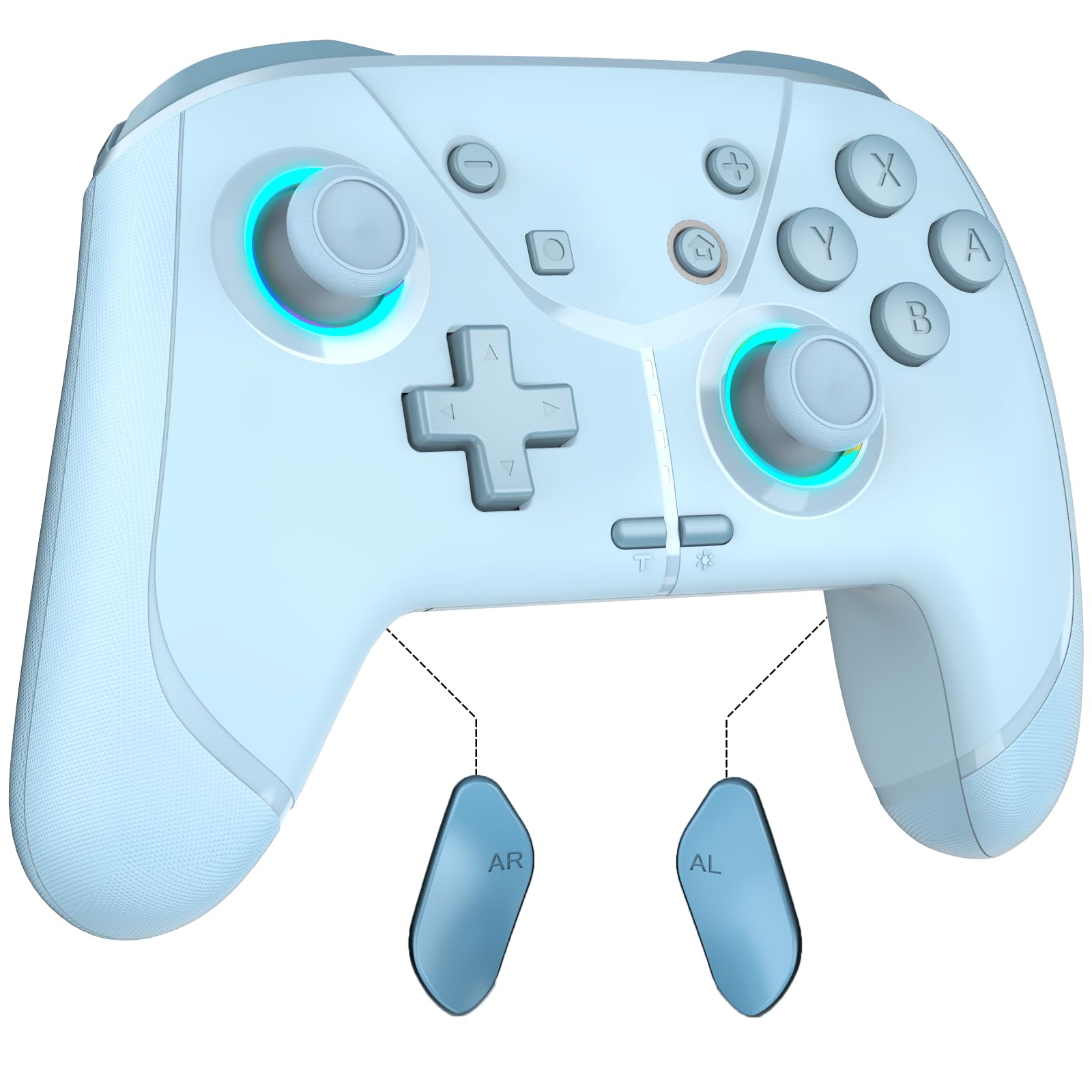 GMBACK Wireless Switch 2 Pro Controller  Macro Controller for Nintendo Switch 2/Switch 1/Lite/OLED with Loop Macro  Home Wake Up  HD Rumble  Motion Control  Turbo  800mAh  Light Blue