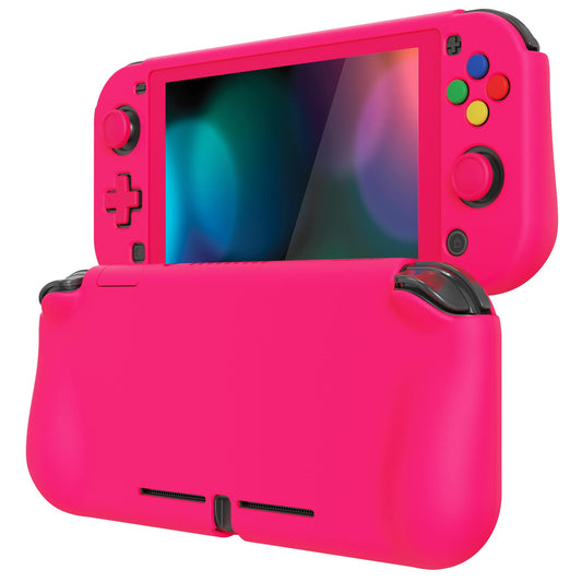 PlayVital ZealProtect Case for Nintendo Switch Lite - Ergonomic Grip, Shock-Absorbent, Anti-Scratch, Bright Pink, Model PSLYP3016